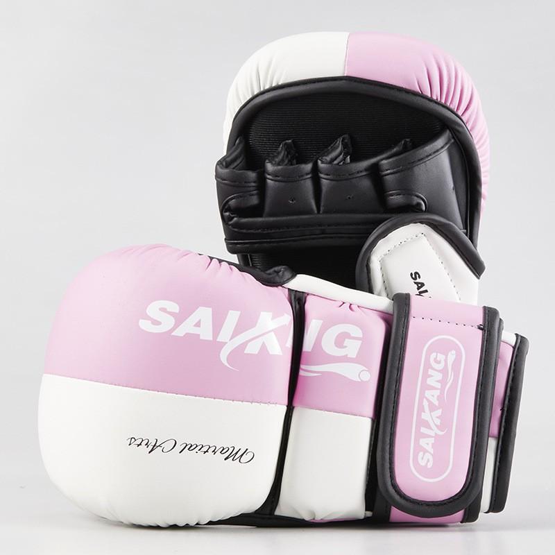 Semi-Finger Boxing Gloves Adult MMA Muay Thai Sanda Combat Training With Split Finger Design