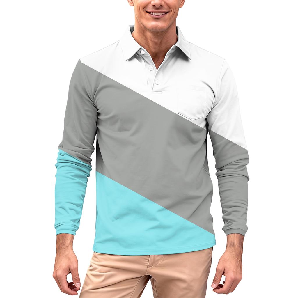 Men's Long-sleeved Collared Button-down Pocket Casual Top