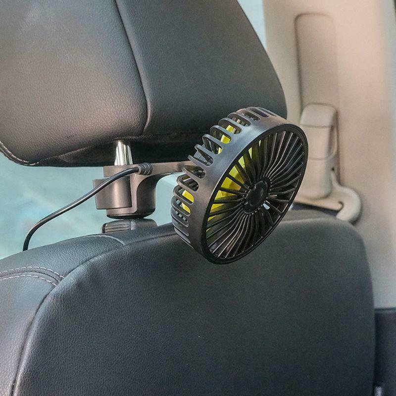 USB-Auto-Kopfstützen-Ventilator, Mini-Rücksitz, 3-Gang-verstellbare Luftkühlung, Blasventilatoren, Plug-and-Play, F407