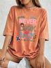 Never Look Back Printing Washed T Shirts Womens Cotton Oversize Streetwear Distressed ONeck Comfortable Tops Summer Clothes