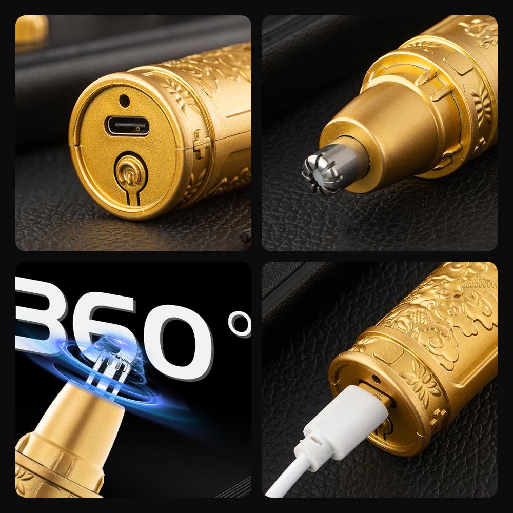 Golden Dragon And Phoenix Nose Hair Trimmer Clear Nostrils Small And Convenient Washing With Knife Head Unisex Nose Hair Remover