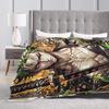 Zoros Vintage Tattoo Ornament Art Flannel Blanket Autumn Warm Throw Blanket for Kids Living Room Comfortable Sofa Bed Cover
