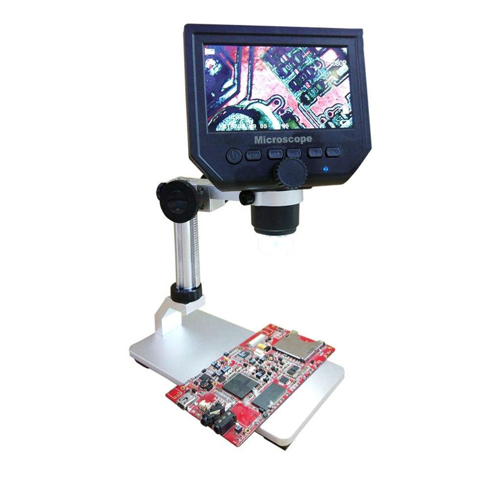 zmart 4.3-inch HD Monitor USB Digital Microscope, 1-600x Magnification, 36,000 Pixels, Portable, 8 LEDs, for PCB Motherboard Repair and Soldering
