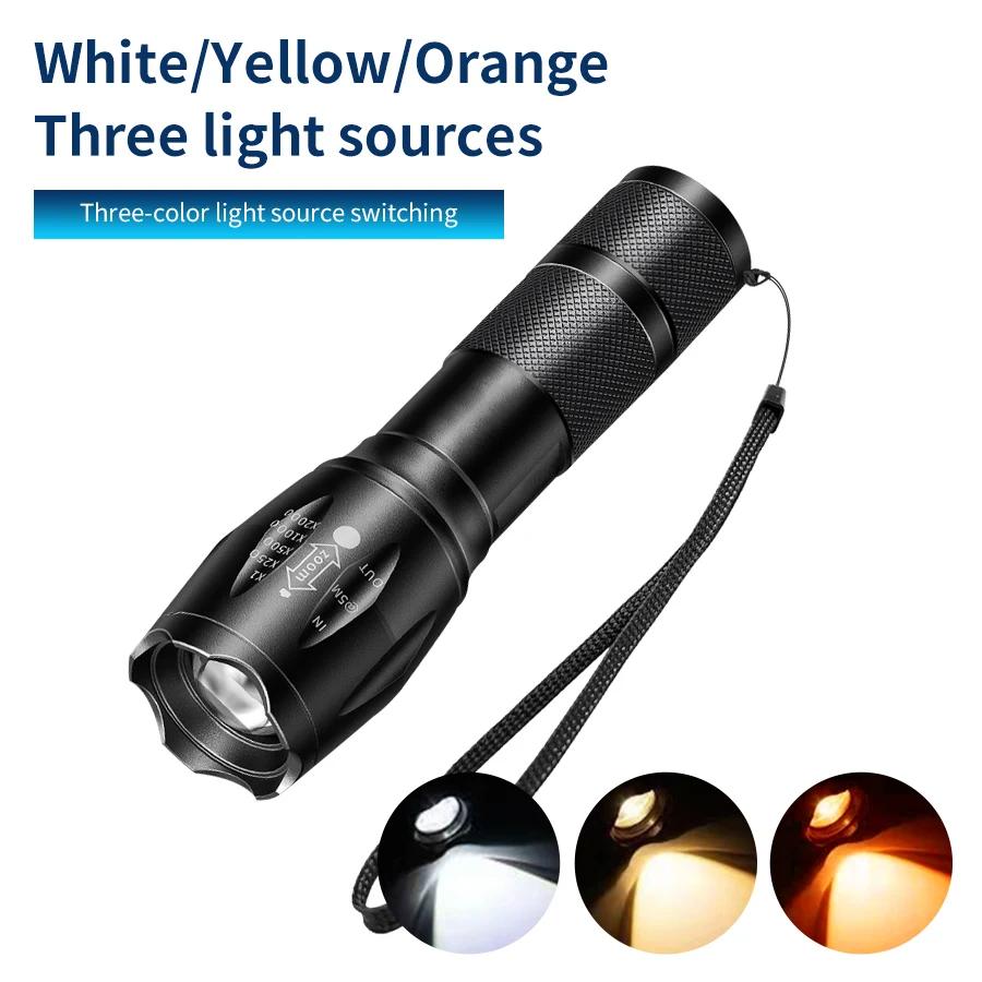 Multifunction Rechargeable Flashlight Green Red Blue White Multi-Color LED Torch for Fishing Camping Hunting Photography Selfie