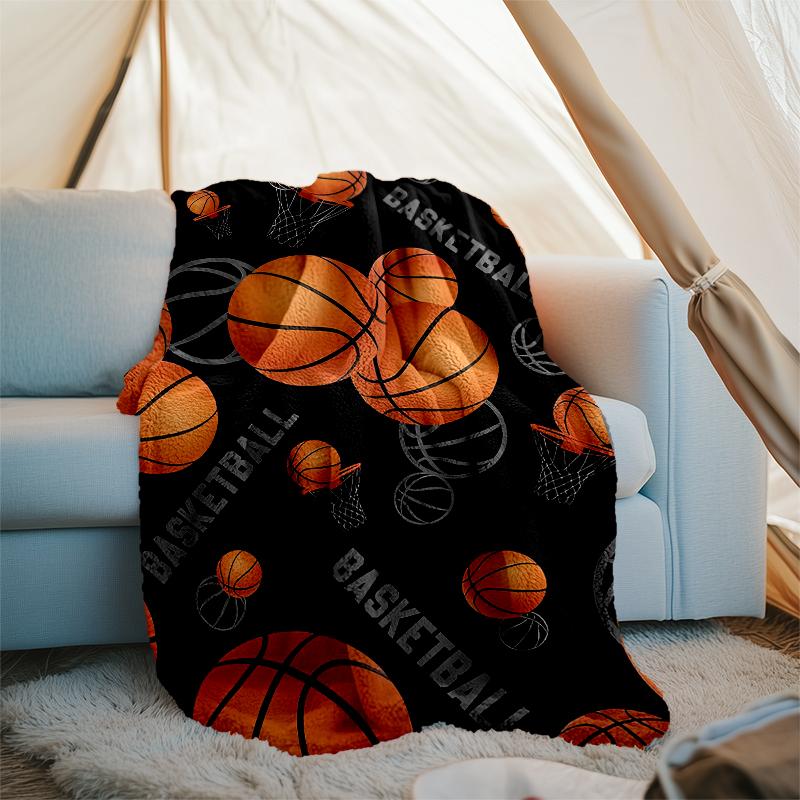 Basketball Theme Printed Blanket - Perfect for Couch, Bed, Travel & Outdoor Use | Machine Washable, Cozy & Durable.