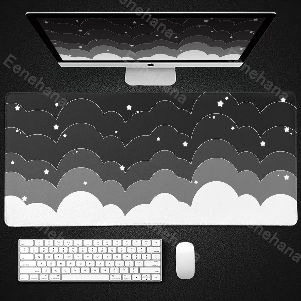 Light Blue Pink Clouds Mouse Pad Desk Mat Kawaii Purple Cute Rubber Pad Extended Pad Gaming Keyboard Mats Large XXL Girl Carpet