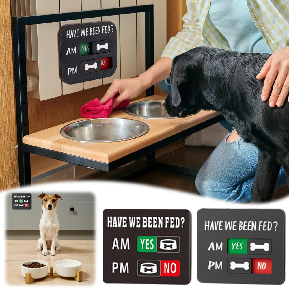4.7"X3" Cat And Dog Feeding Reminder Sign Pet Feeding Management Acrylic Pendant Magnetic Traceless Refrigerator Sticker Pendant