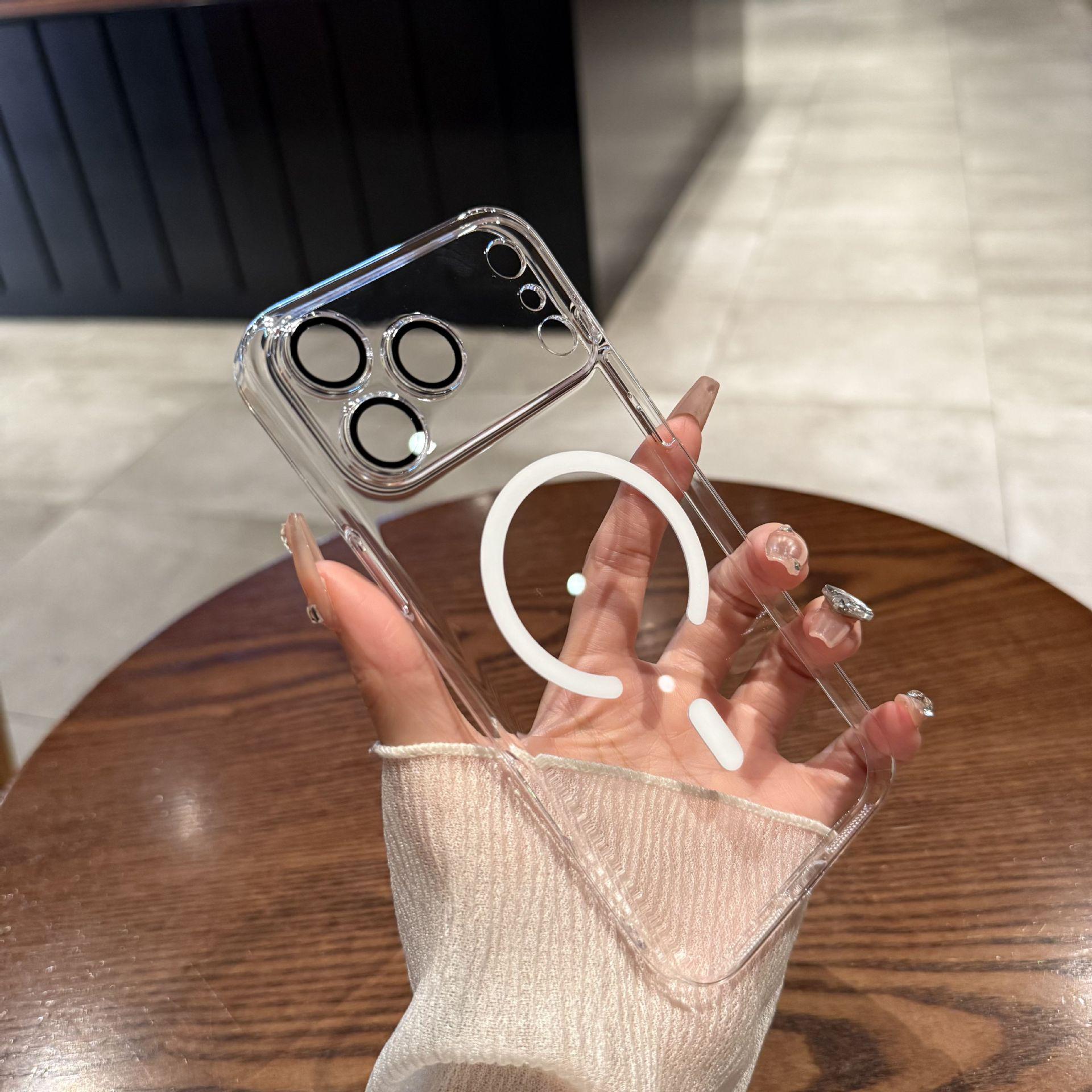 

Magnetic Transparent Acrylic Phone Case for iPhone 17/16 Pro Max/15/14/13, Non-Yellowing 14 Pro