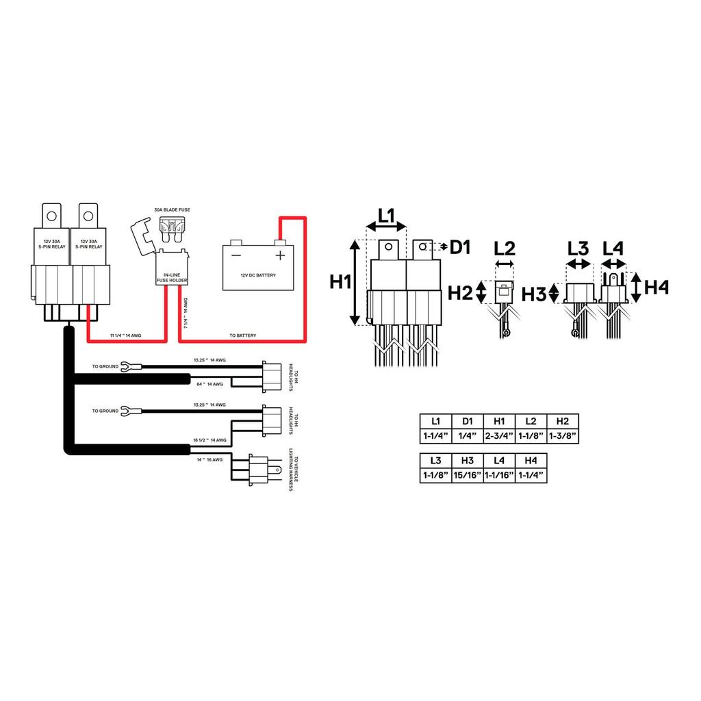H4 LED Headlight Wiring Harness, H4 Headlight Relay Harness Kit, H4 Relay Harness, LED