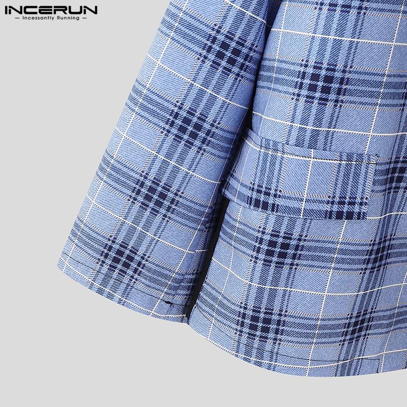 INCERUN Toamnă, primăvară, bărbați, rever, mânecă lungă, blazer, un buton, patchwork, costum, haine