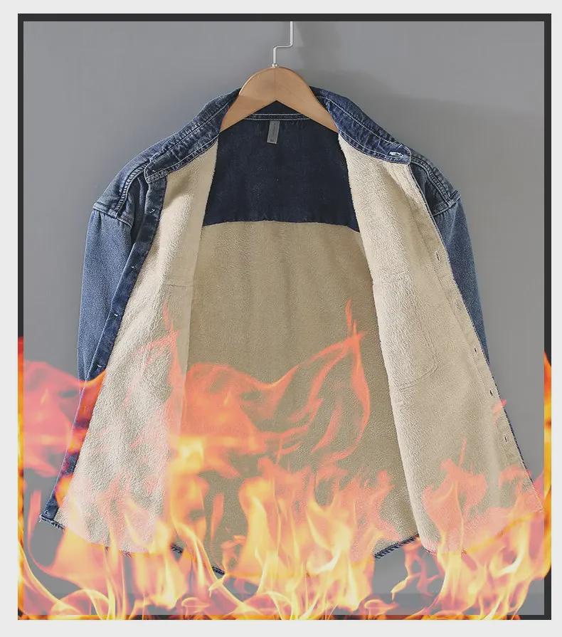 Japanese Retro Plus Velvet Denim Men's Shirt: Thickened, Washed, All-Match Outdoor Wear