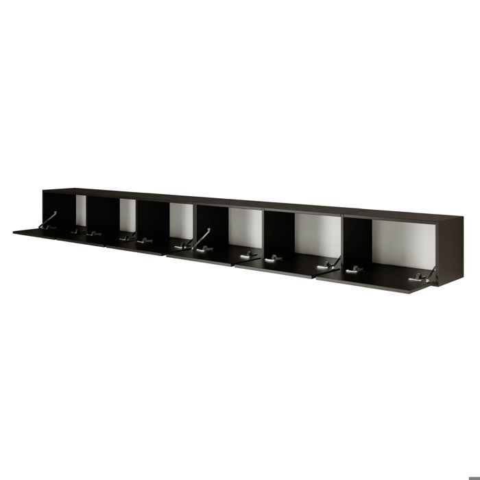 Meuble TV mural à 6 abattants – FRAMME – 300 cm – noir