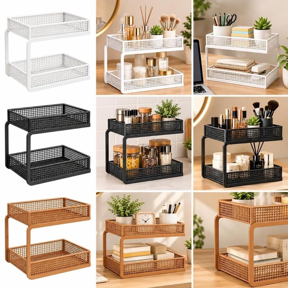 Double-Layer Desktop Storage Rack Desktop Organizer Countertop Rack  Kitchen Counter