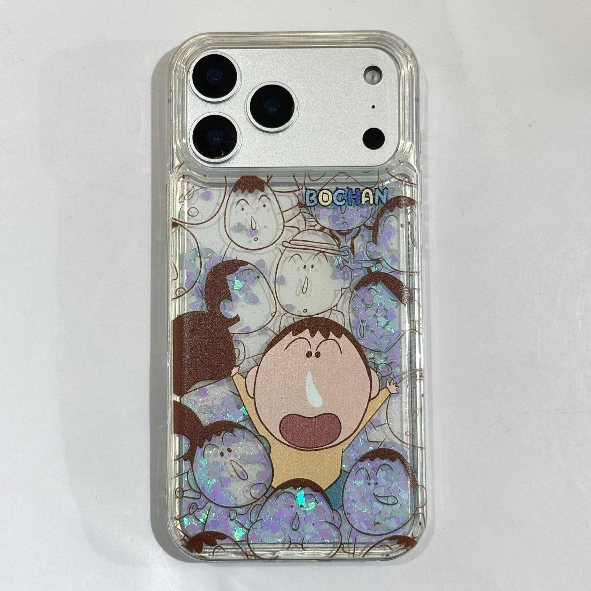 

Compatible Transparent Glitter Phone Case for iPhone 16 Pro, 17 Pro Max, and iPhone 15 – Cute Cartoon Design iPhone 16 Pro Max