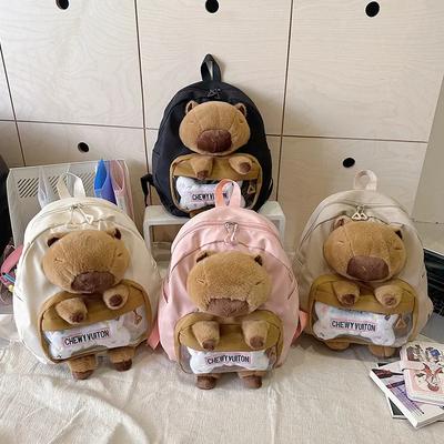 Kawai Capybara Backpack Female Large-capacity Cartoon Funny Backpack Soft Girl Cartoon Animation Student Backpack Light Love Bag