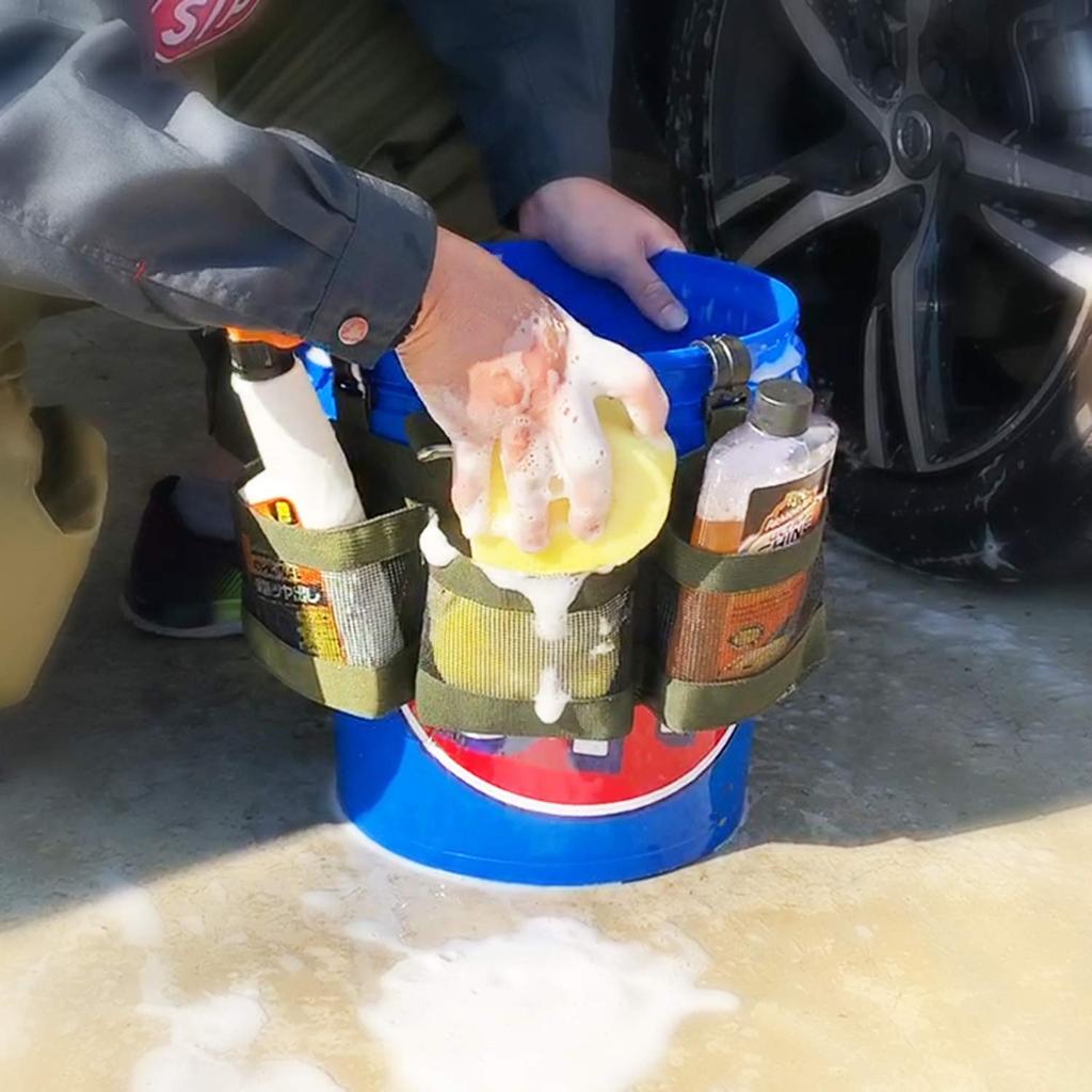 SEIWA Car Wash Tool Storage Bucket Pocket Belt IMP066 Convenient Gardening Car Supplies Khaki, &