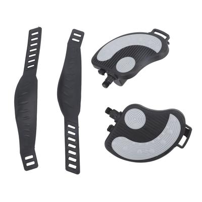 2PCS Exercise Bike Pedals with Straps PP PVC Stainless Steel Universal Adjustable Exercise Bike Pedals Clips for Home Gym Cycling