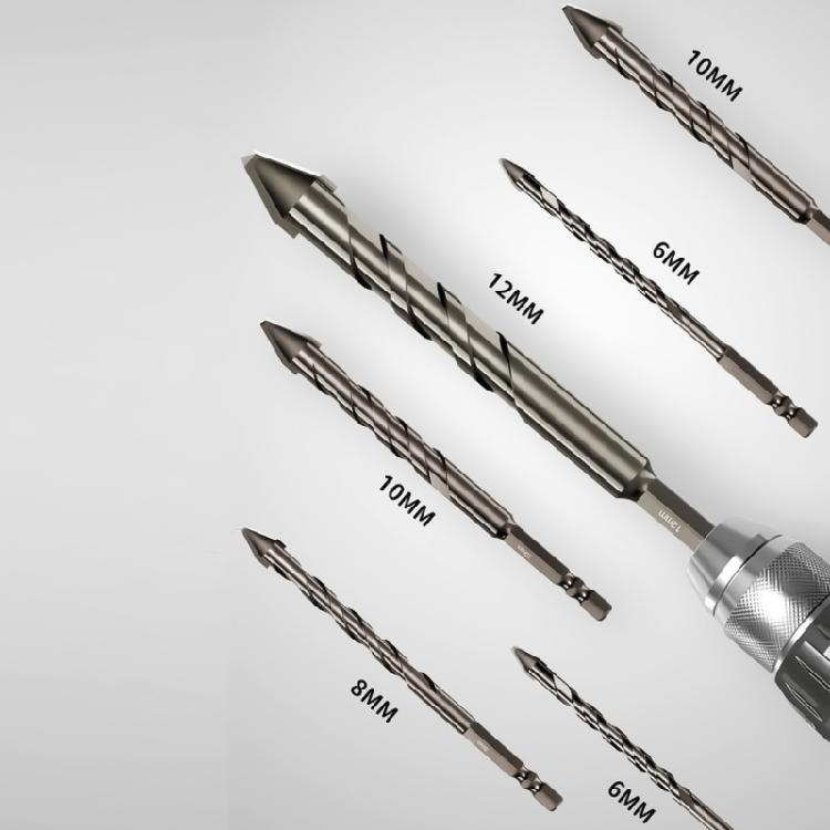 4/5 Piece Eccentric Twist Drill Bit Set 6.35mm Hex Shank 150mm Extended for Multiple Use On Masonry Concrete Drilling