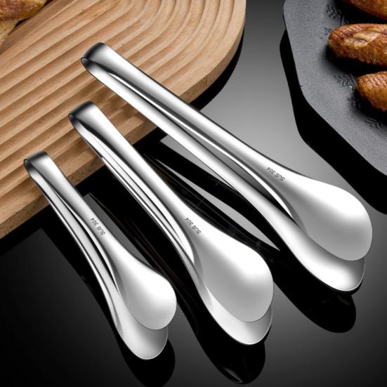 Stainless Steel Serving Tongs Non-Slip Ergonomic Food Tongs for BBQ Buffet Kitchen Rust-Resistant Dishwasher Safe Versatile Clips for Steak Bread Ice