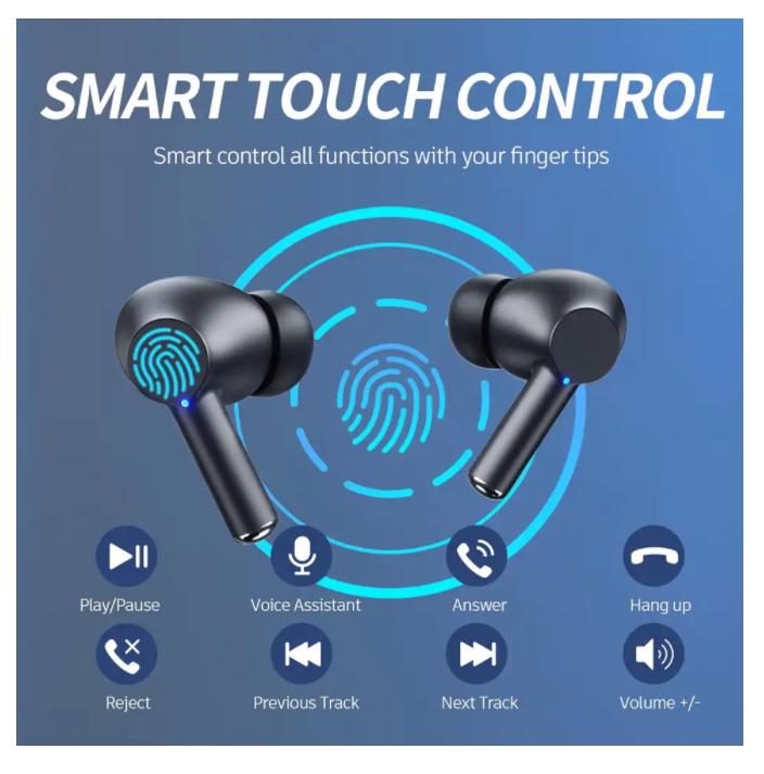 Wireless Earphone Bluetooth 5.3 Headphone 60H Playback LED Power Display Ear Buds Mic Noise Cancellation Stereo Sound Earphones