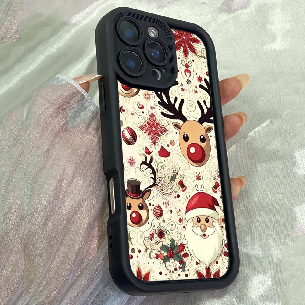 JT149 Christmas Holiday Deer for iPhone 17 16 15 Pro Max Samsung S26 S25 Ultra A17 A16 A07 A56 Xiaomi 15T Redmi 15c Note 14 Soft TPU Case