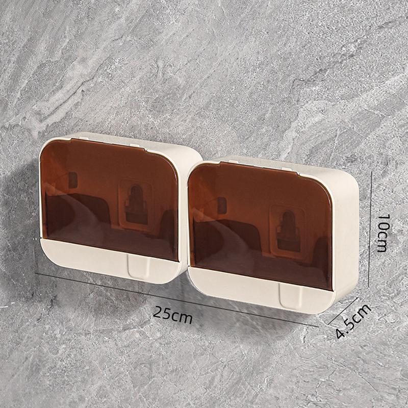 

Wall Mounted Soap Holder Soap Box With Flip Lid Free Punch Soap Drain Dish Soap Draining Rack For Home Bathroom