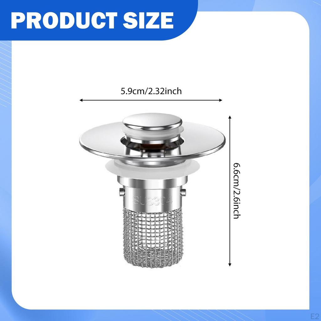 2 Pieces Bathroom Sink Stopper Hair Catcher Basin Drain Kitchen Strainer with Metal PP