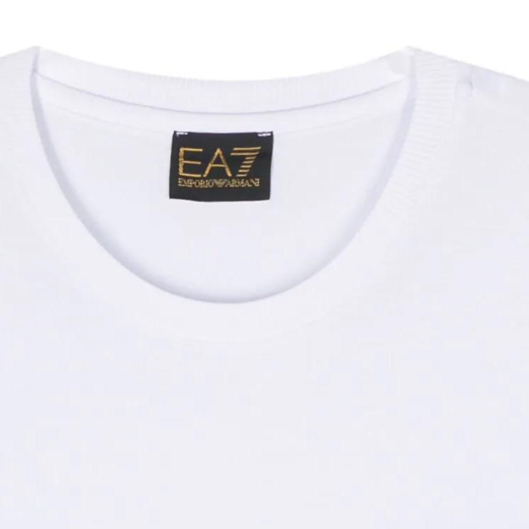 Emporio Armani EA7 SS24 Solid Logo Patch Round Neck Short Sleeve T-Shirt Men tops White 3DPT31-PJRGZ-1000