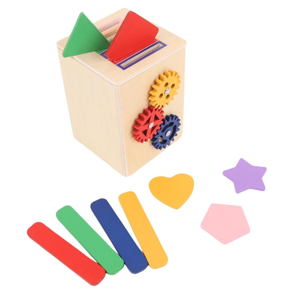 Wooden Shape Sorter Toy Early Learning Educational Color Shape Matching Cube for Toddlers