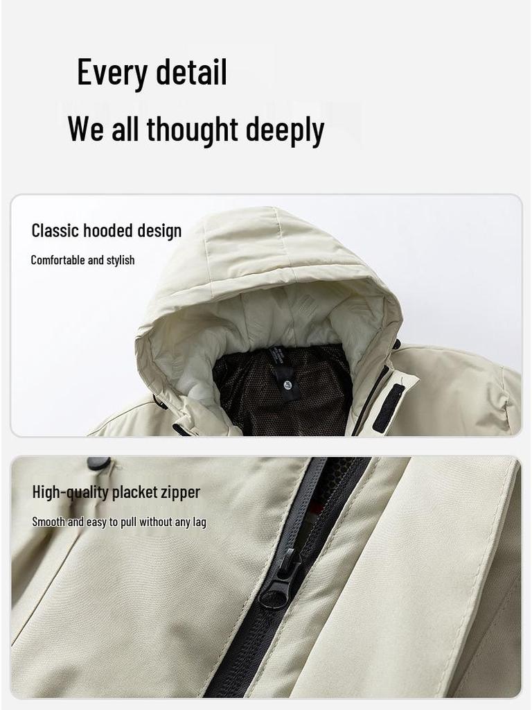 2025 Men's Korean Style Windproof Waterproof Hooded Jacket: Trendy Outdoor Workwear