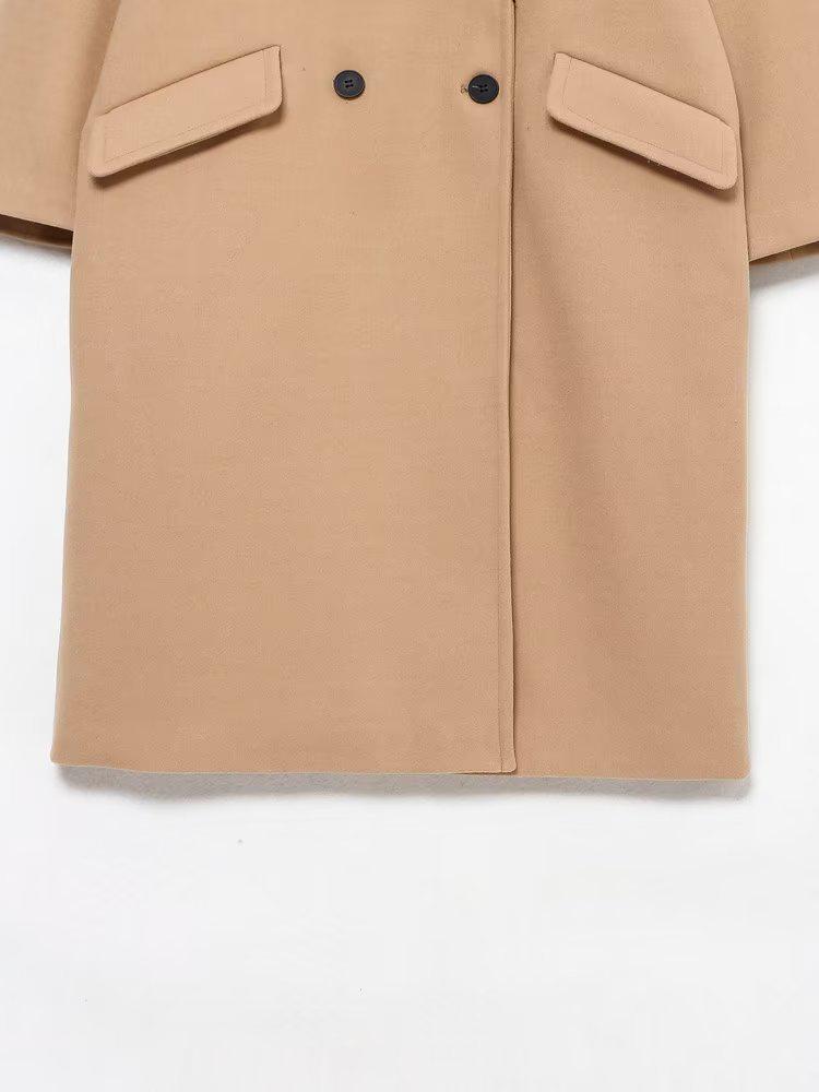 2023 Autumn/Winter Women's European-American Double-Breasted Mid-Length Loose Coat