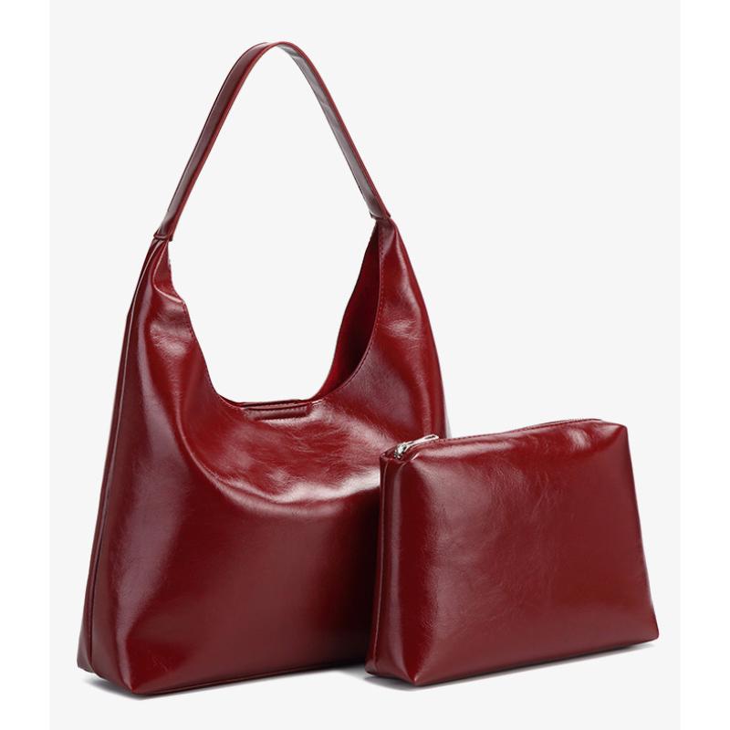 Lazy Style Retro Large-capacity Tote Bag Female Oil Wax Leather All-match Commuter One-shoulder Handbag