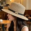 Summer vacation flat top personality British style quality hollow straw hat men and women travel outdoor leisure sun protection hat new