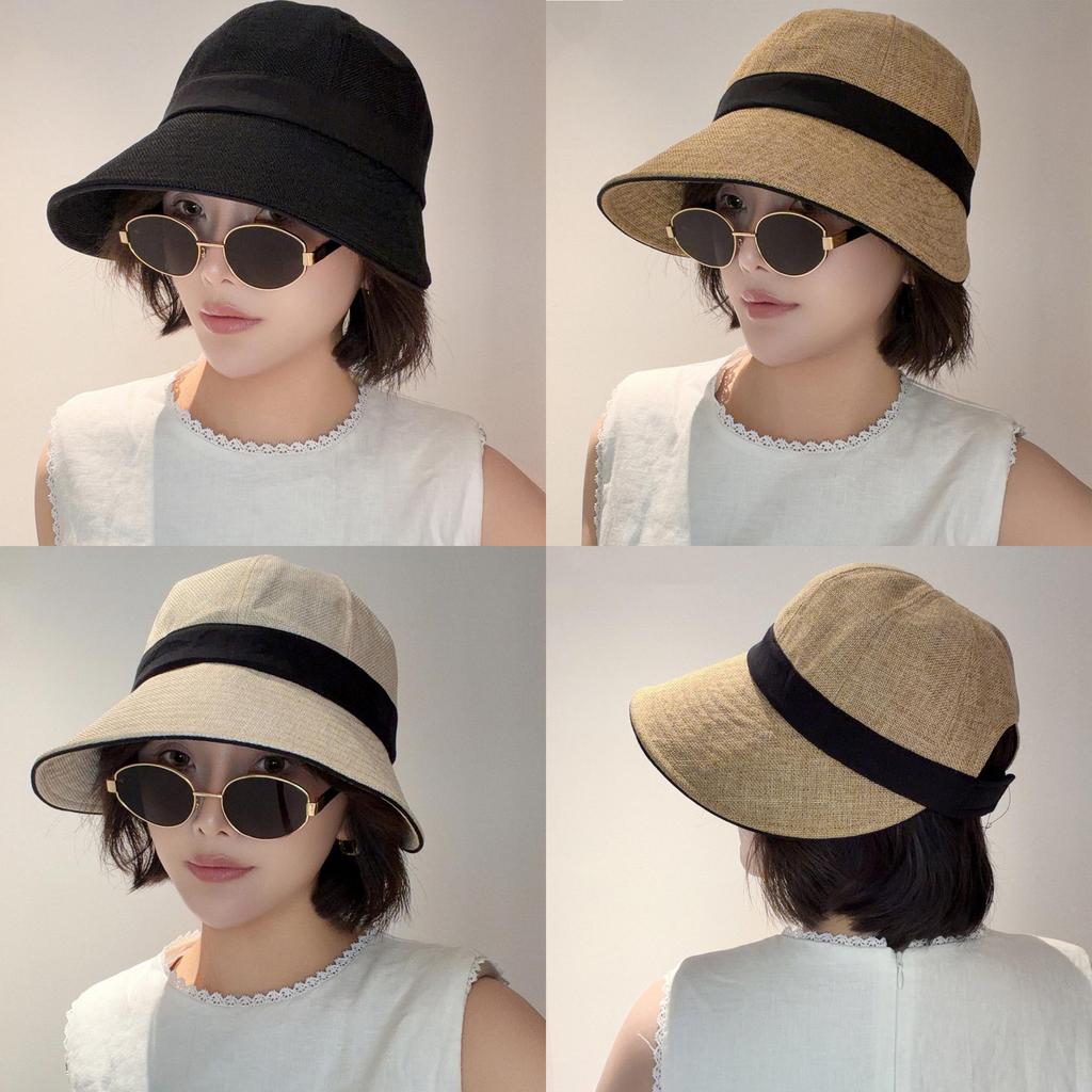 Linen Fisherman Hat Summer Sun Hat With Large Brim For Outdoor Beach And Hiking