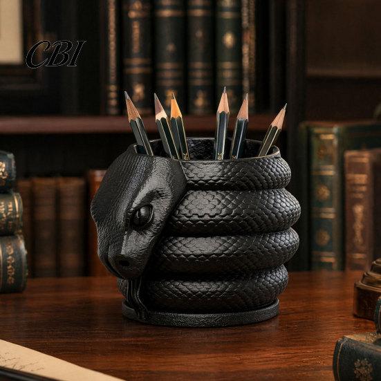 Stationery Storage Container 3D Printed Snake Shape Pen Holder, Creative Desktop Organizer for Pencils Holder Colored Gel Pens Utility Knives,