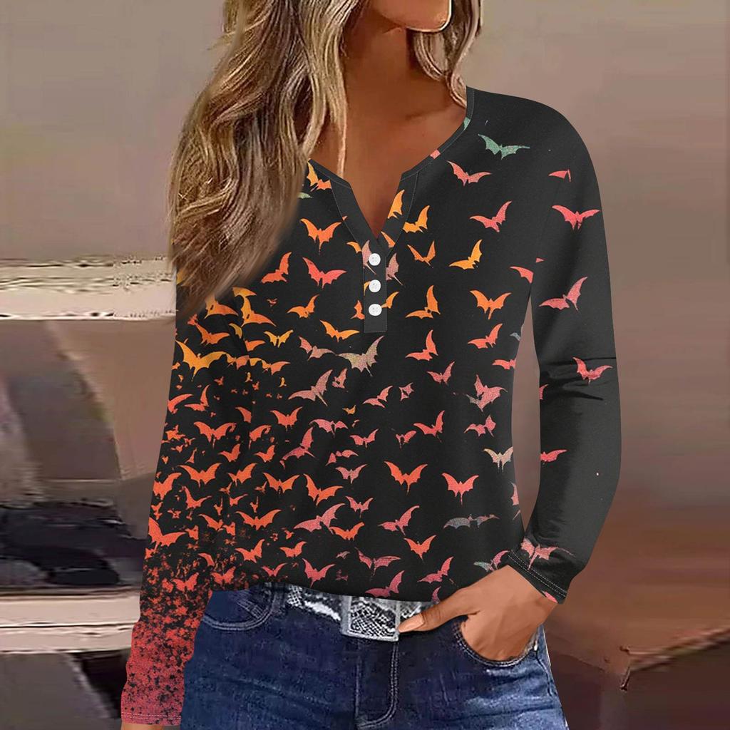 Women's T Shirt Tee Button Long Sleeve Daily Weekend Fashion Basic V- Neck Regular Top