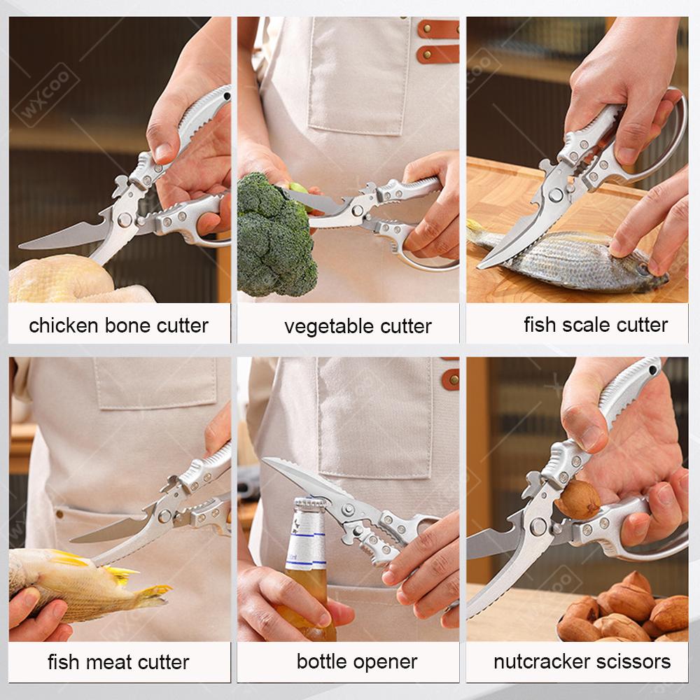 Multifunctional Hand Forged Kitchen Knives BBQ Meat Cleaver Fruit Vegetable Knife Professional Stainless Steel Knife Scissor