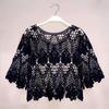 Women's French V-Neck Crochet Knit Cardigan - Chic Summer Fashion, Slimming Loose Fit, Versatile Top