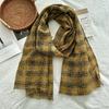 Korean Retro All-match Plaid Retro Style Women's Autumn New Style Cotton and Linen Literary Thin Shawl Scarf Dual-use