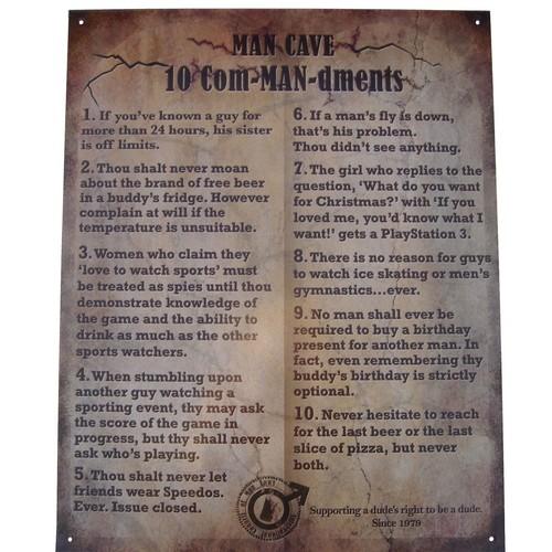 

10 ComMANdments Tin Man Cave funny home bar workshop garage room metal signAluminum 30x40cm(11.8x15.7inch)