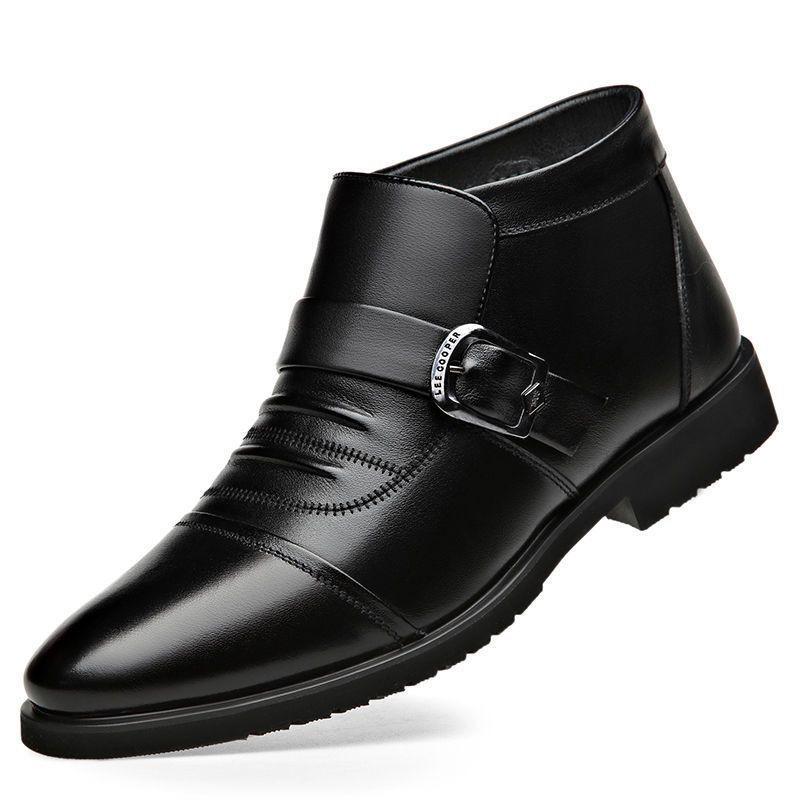 Leather Cowhide Cotton Shoes Men's Casual Fashion Men's Cotton Boots Versatile Thermal Velvet Shoes