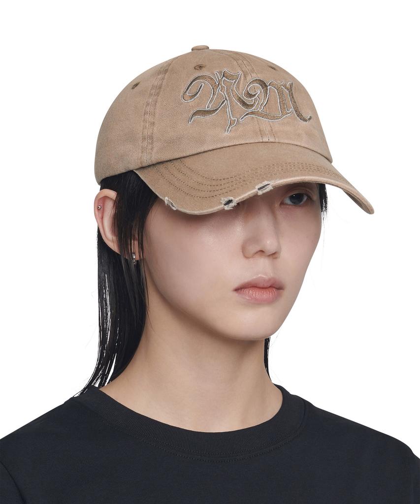 Nomaenyueol Bleached Nm Logo Ball Cap - Mud