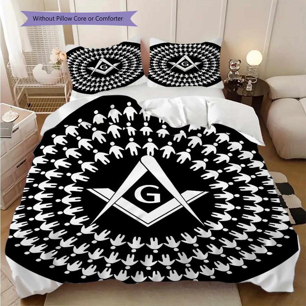Recognized Freemasonry bedding, duvet cover, pillowcase, home decoration, birthday gift (1 * duvet cover+2 * pillowcase, coreless)