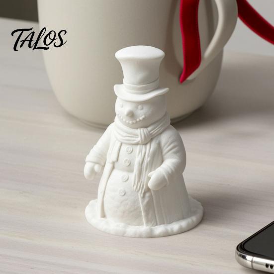 Unique Christmas Present 3D Printed Gentleman Snowman Figurine, Decorative Desktop Ornament, DIY Paintable White Unpainted Craft Ornament Statue
