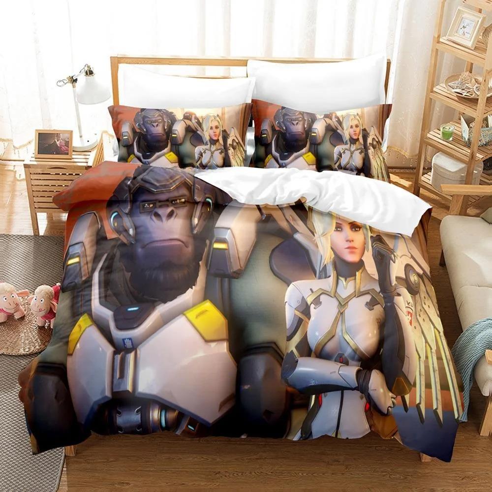 Game Overwatch 2 Invasion Bedding Collection Single Twin Full Queen King Size Bed Collection Adult Boys Bedroom Duvet Cover Collections New Anime