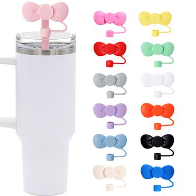 Straw Cap Bow Shape 10mm Dust-Proof Leak-proof Reusable Food Grade Bottle Straw Dust Cover Tumblers Straw Toppers
