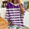 Damen Freizeit Kapuzenpullover mit Streifenmuster und Kordelzug Lockerer Pullover für den Alltag
