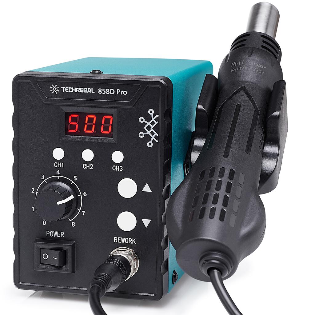 Stacja Lutownicza Hot-Air Techrebal 858D Pro + Dysza 7Mm (Zamiast Solo Srebrnej)