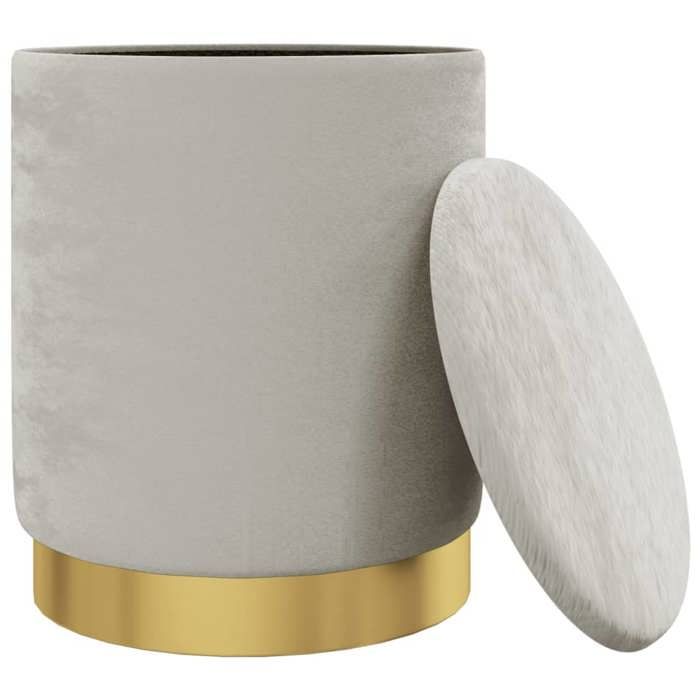 VidaXL Tabouret de rangement rond Gris clair Velours 31 x 37 cm 340285