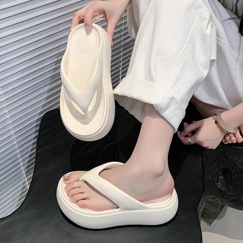 Fashion Summer Eva Platform Flip Flops for Women 2025 Non Slip Clip Toe Beach Slippers Woman Comfortable Thick Bottom Slides Sandals